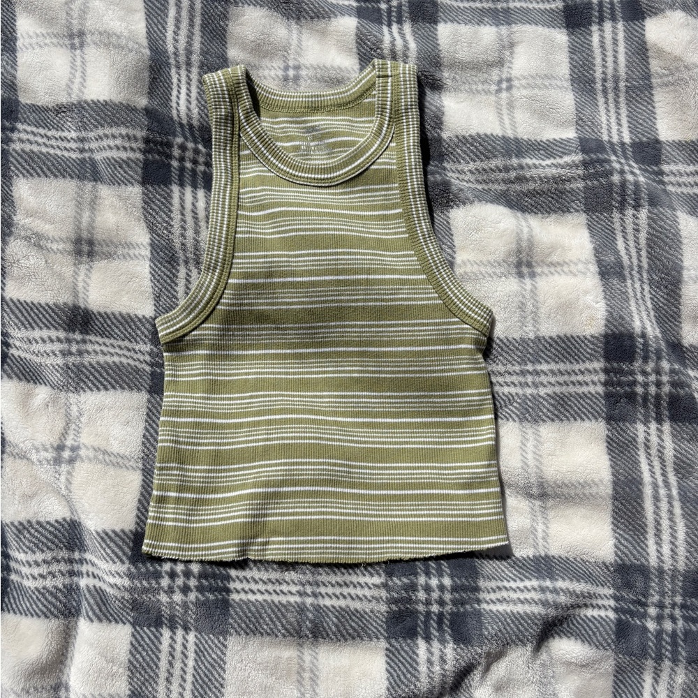 Aerie Striped Green Tank Top